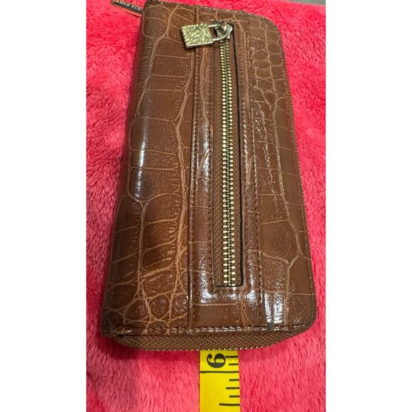 Anne Klein Women’s Wallet Brown Croc Embossed Faux Leather Zip Around - Picture 9 of 12